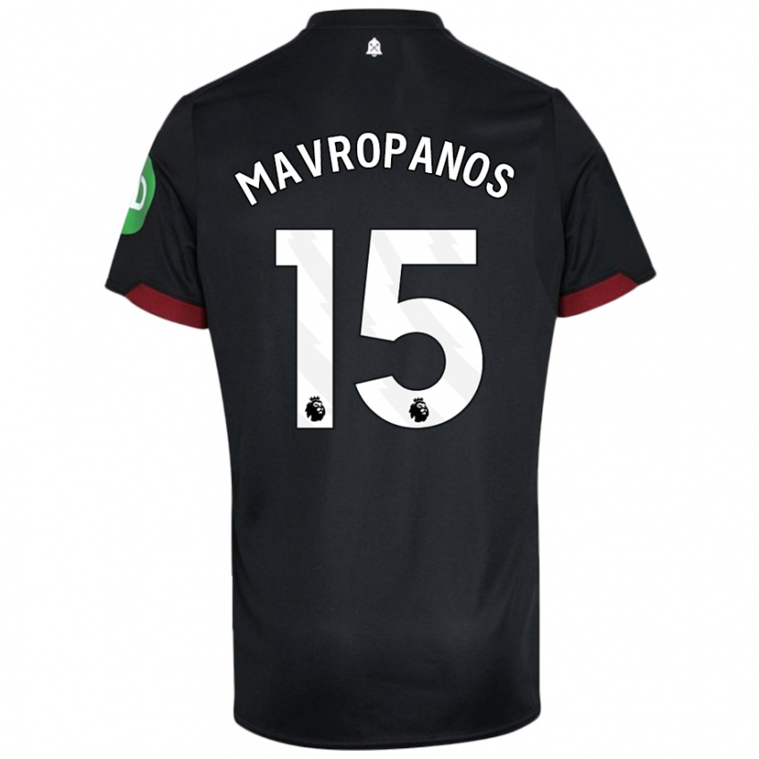 Niño Camiseta Konstantinos Mavropanos #15 Negro Blanco 2ª Equipación 2024/25 La Camisa México