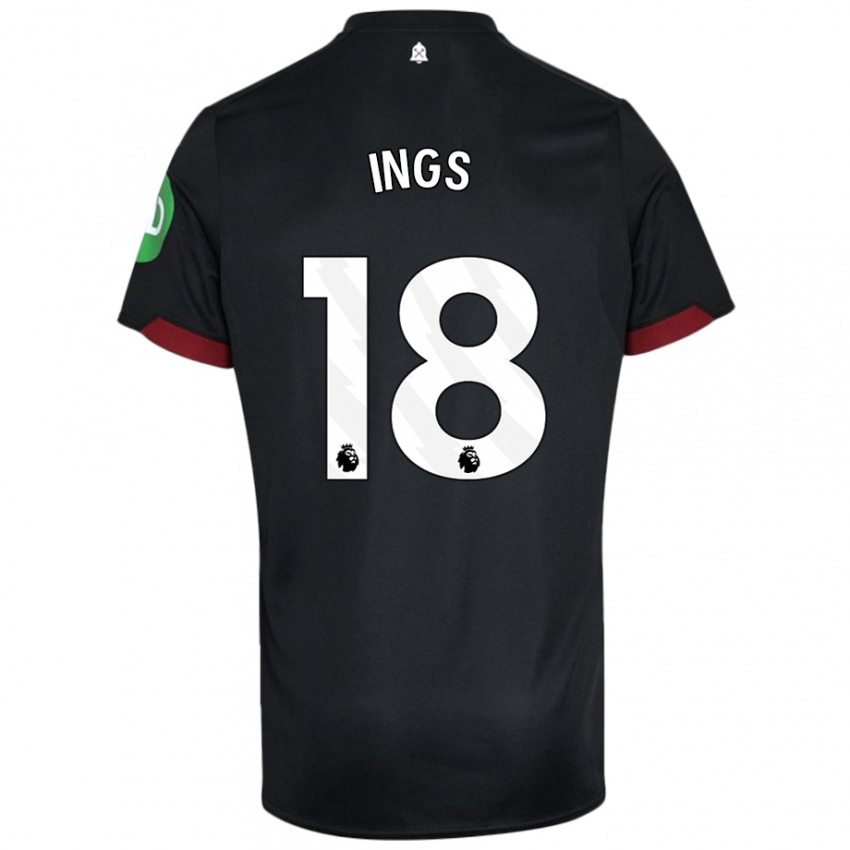 Niño Camiseta Danny Ings #18 Negro Blanco 2ª Equipación 2024/25 La Camisa México