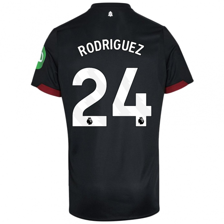 Niño Camiseta Guido Rodríguez #24 Negro Blanco 2ª Equipación 2024/25 La Camisa México