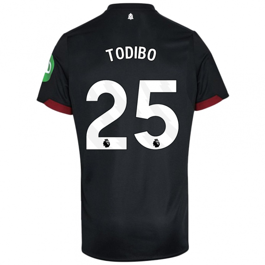 Niño Camiseta Jean-Clair Todibo #25 Negro Blanco 2ª Equipación 2024/25 La Camisa México