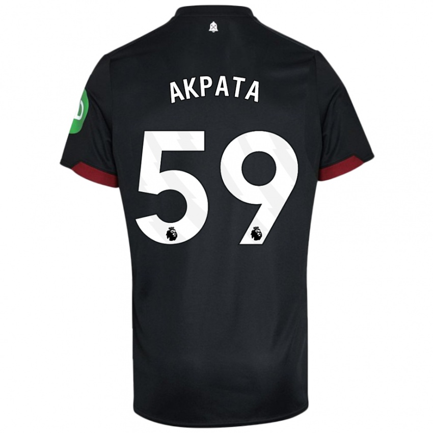 Niño Camiseta Tyron Akpata #59 Negro Blanco 2ª Equipación 2024/25 La Camisa México