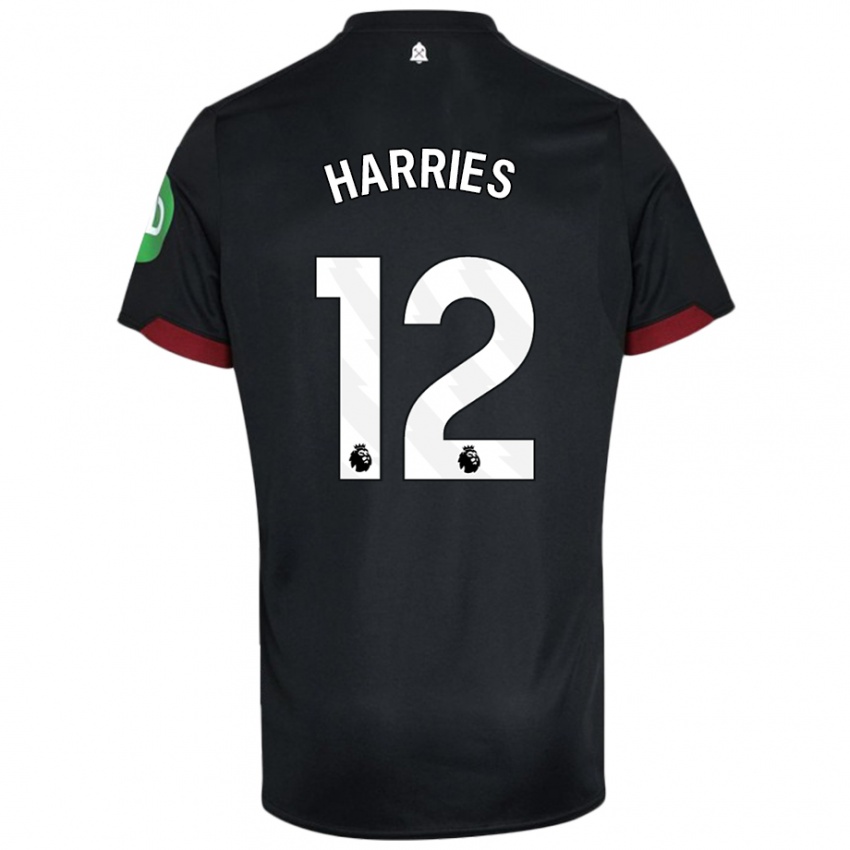 Niño Camiseta Emma Harries #12 Negro Blanco 2ª Equipación 2024/25 La Camisa México