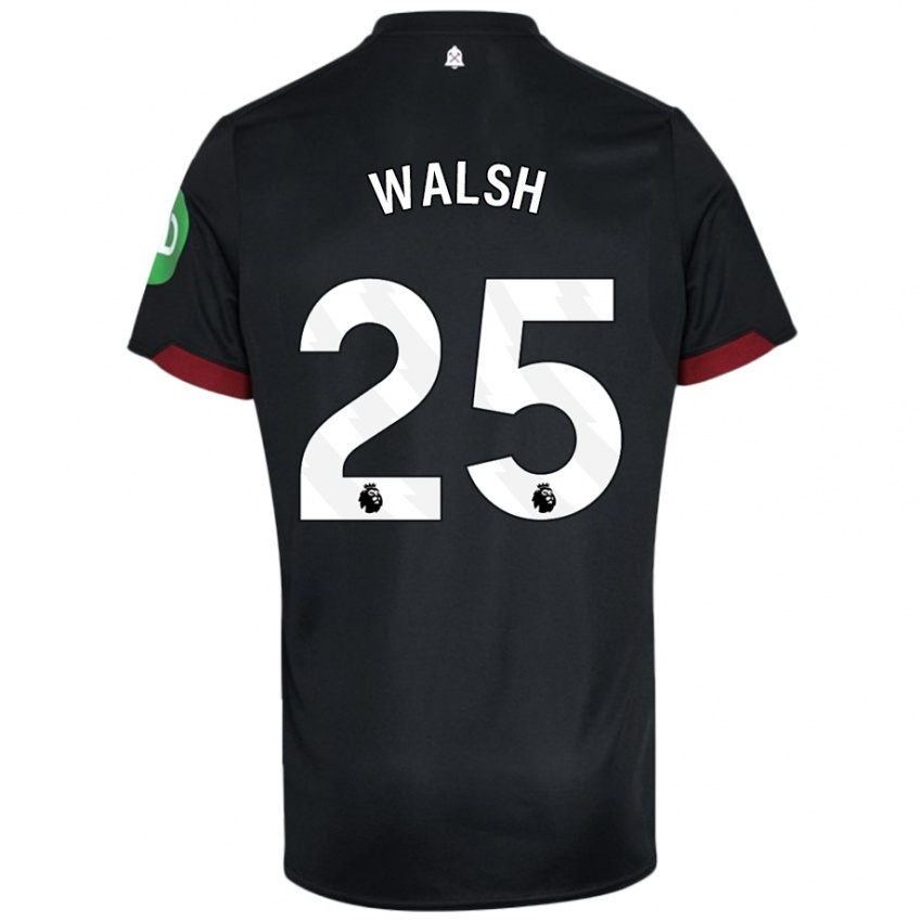 Niño Camiseta Megan Walsh #25 Negro Blanco 2ª Equipación 2024/25 La Camisa México