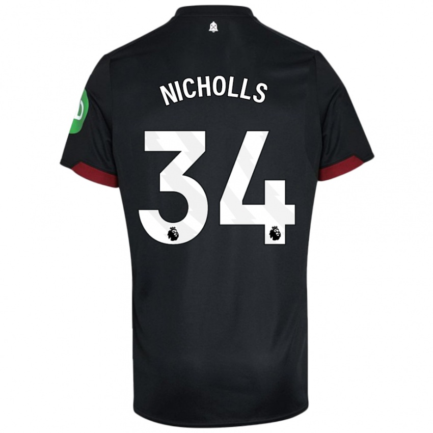 Niño Camiseta Macey Nicholls #34 Negro Blanco 2ª Equipación 2024/25 La Camisa México