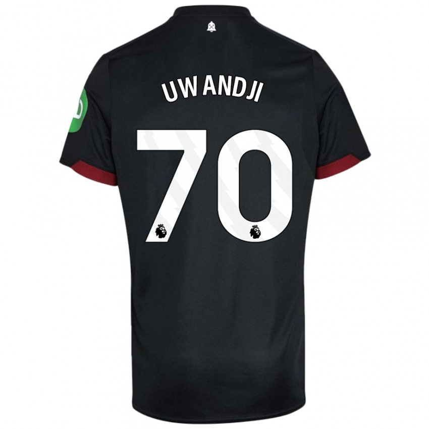 Niño Camiseta Blaise Uwandji #70 Negro Blanco 2ª Equipación 2024/25 La Camisa México