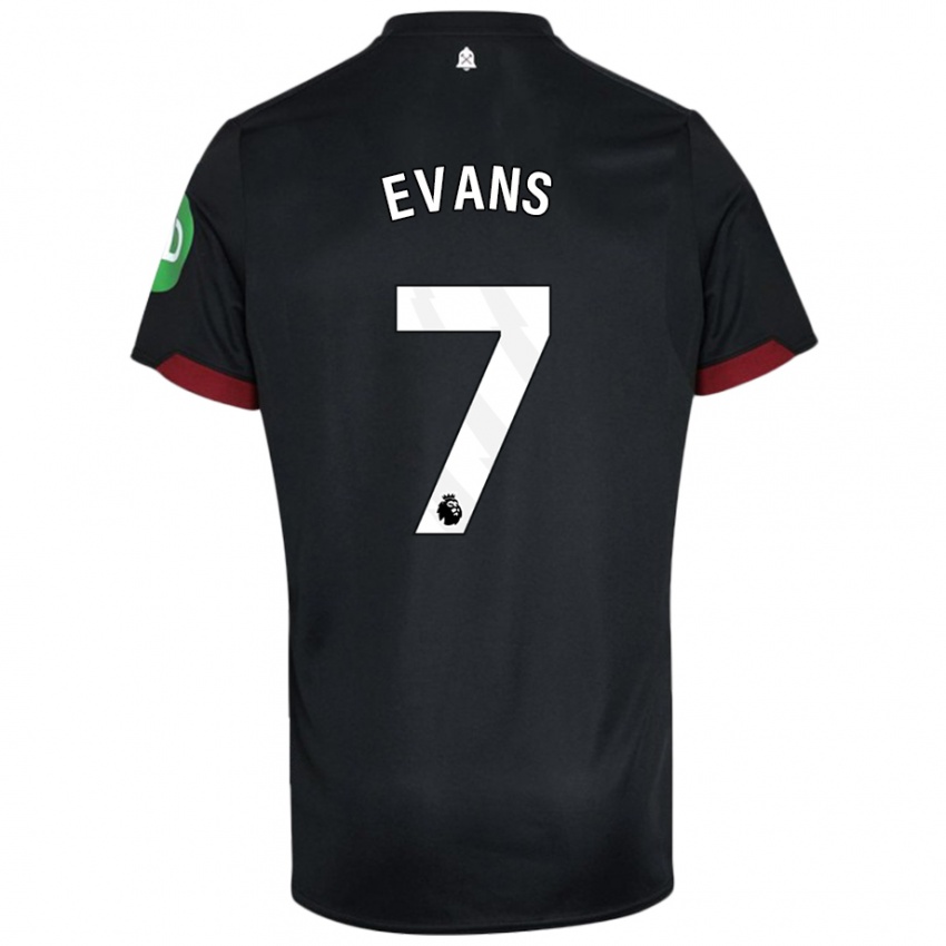 Niño Camiseta Lisa Evans #7 Negro Blanco 2ª Equipación 2024/25 La Camisa México