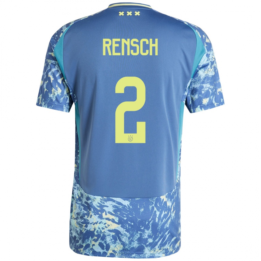 Niño Camiseta Devyne Rensch #2 Gris Azul Amarillo 2ª Equipación 2024/25 La Camisa México