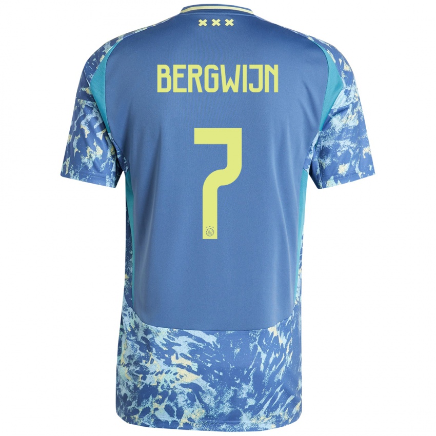 Niño Camiseta Steven Bergwijn #7 Gris Azul Amarillo 2ª Equipación 2024/25 La Camisa México