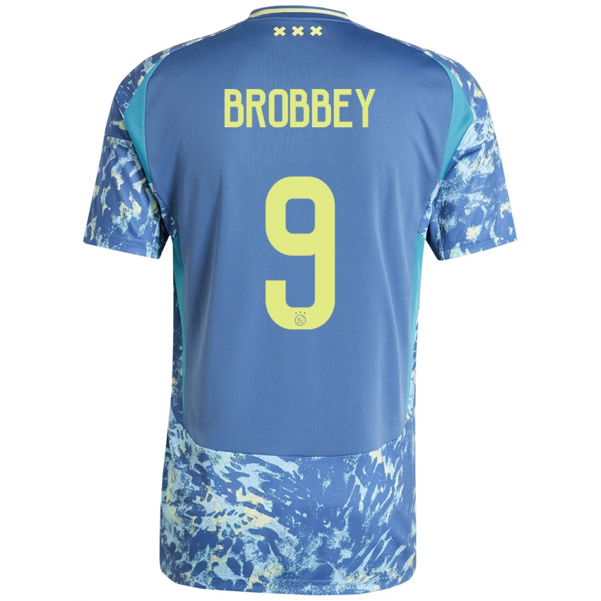 Niño Camiseta Brian Brobbey #9 Gris Azul Amarillo 2ª Equipación 2024/25 La Camisa México