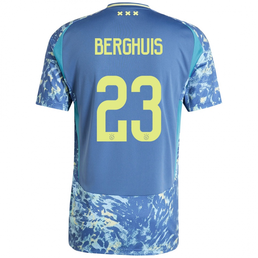 Niño Camiseta Steven Berghuis #23 Gris Azul Amarillo 2ª Equipación 2024/25 La Camisa México