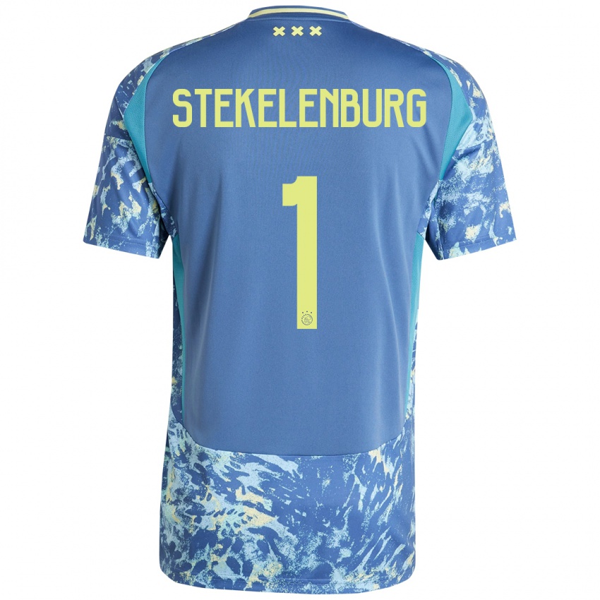 Niño Camiseta Maarten Stekelenburg #1 Gris Azul Amarillo 2ª Equipación 2024/25 La Camisa México