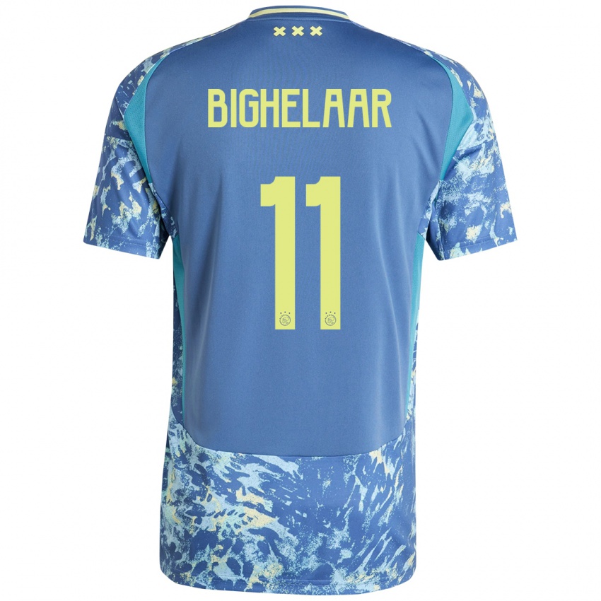 Niño Camiseta Marjolijn Van Den Bighelaar #11 Gris Azul Amarillo 2ª Equipación 2024/25 La Camisa México