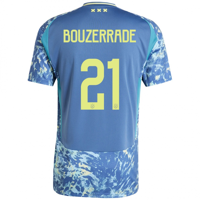 Niño Camiseta Zaina Bouzerrade #21 Gris Azul Amarillo 2ª Equipación 2024/25 La Camisa México