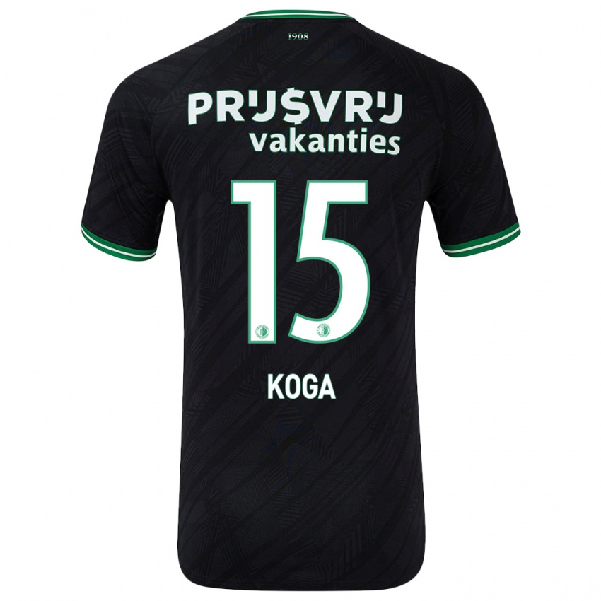 Niño Camiseta Tōko Koga #15 Negro Verde 2ª Equipación 2024/25 La Camisa México