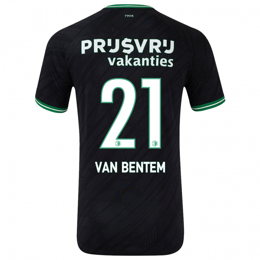 Niño Camiseta Tess Van Bentem #21 Negro Verde 2ª Equipación 2024/25 La Camisa México