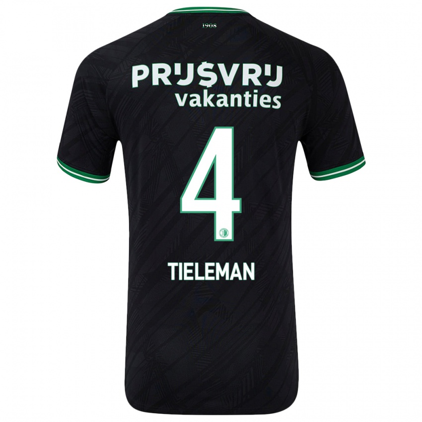 Niño Camiseta Jerry Tieleman #4 Negro Verde 2ª Equipación 2024/25 La Camisa México