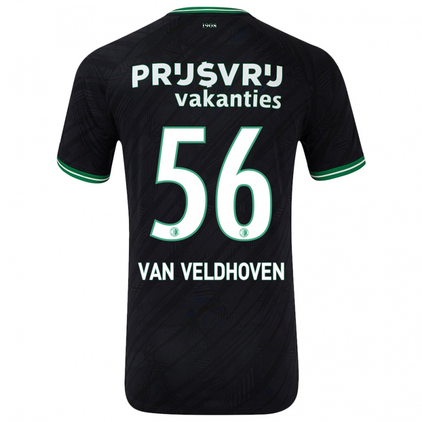 Niño Camiseta Kars Van Veldhoven #56 Negro Verde 2ª Equipación 2024/25 La Camisa México