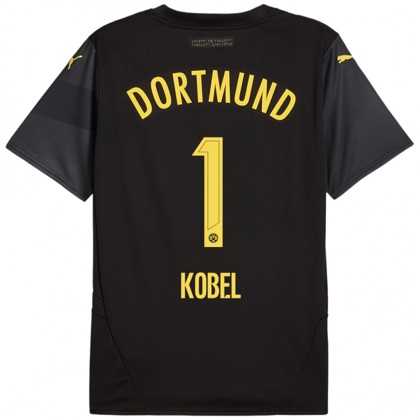 Niño Camiseta Gregor Kobel #1 Negro Amarillo 2ª Equipación 2024/25 La Camisa México