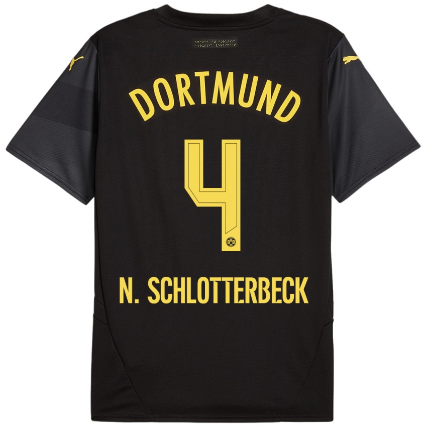 Niño Camiseta Nico Schlotterbeck #4 Negro Amarillo 2ª Equipación 2024/25 La Camisa México