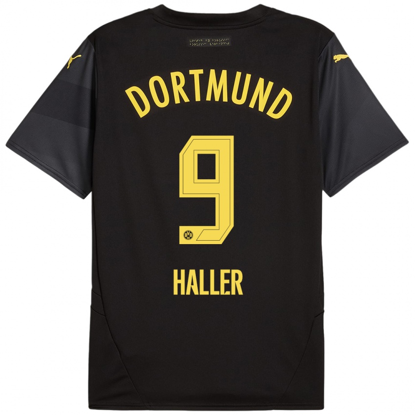 Niño Camiseta Sebastien Haller #9 Negro Amarillo 2ª Equipación 2024/25 La Camisa México