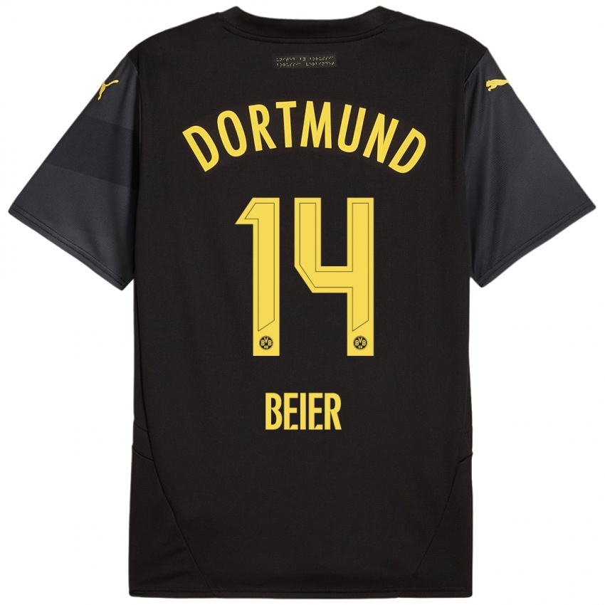 Niño Camiseta Maximilian Beier #14 Negro Amarillo 2ª Equipación 2024/25 La Camisa México