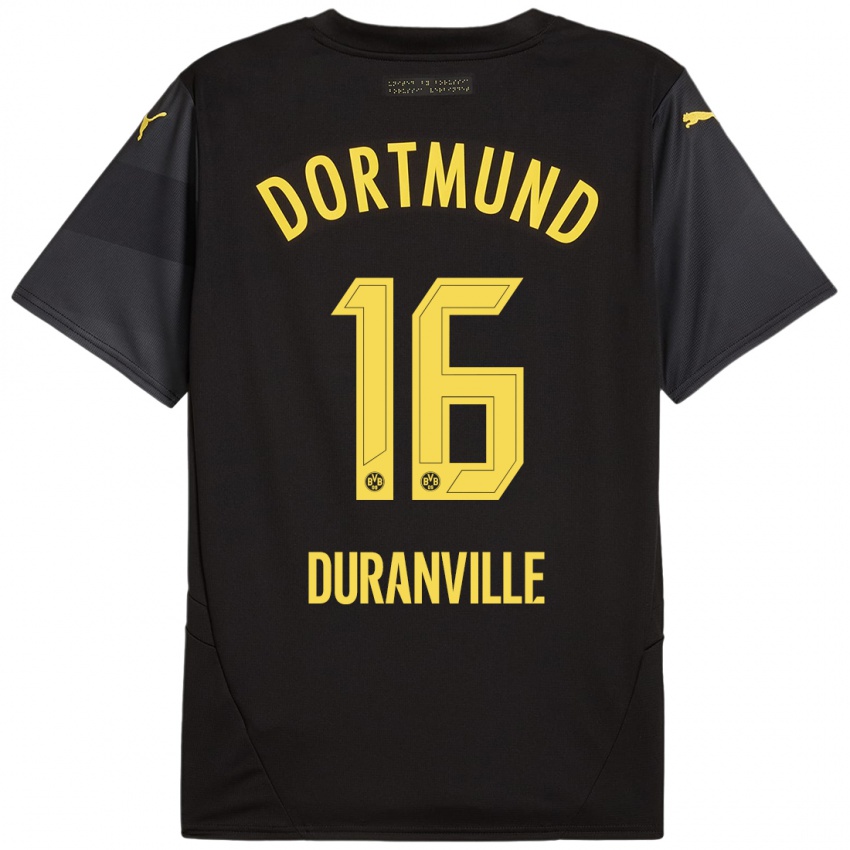 Niño Camiseta Julien Duranville #16 Negro Amarillo 2ª Equipación 2024/25 La Camisa México