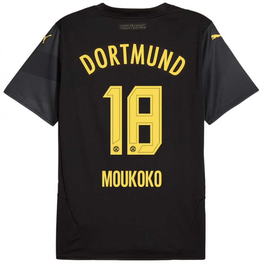 Niño Camiseta Youssoufa Moukoko #18 Negro Amarillo 2ª Equipación 2024/25 La Camisa México