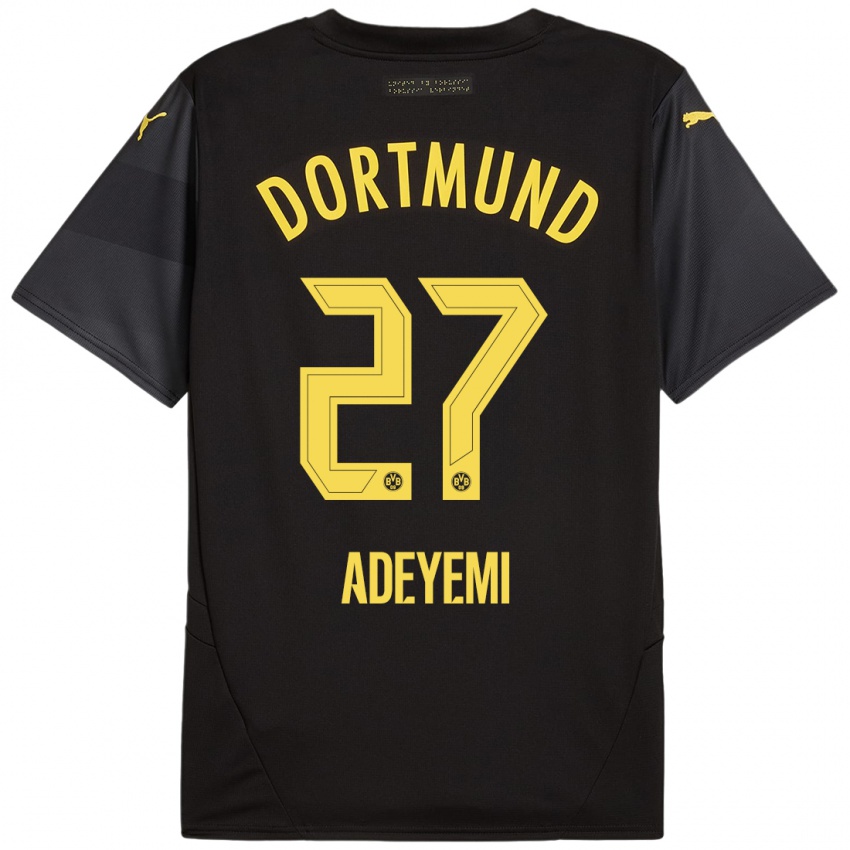 Niño Camiseta Karim Adeyemi #27 Negro Amarillo 2ª Equipación 2024/25 La Camisa México