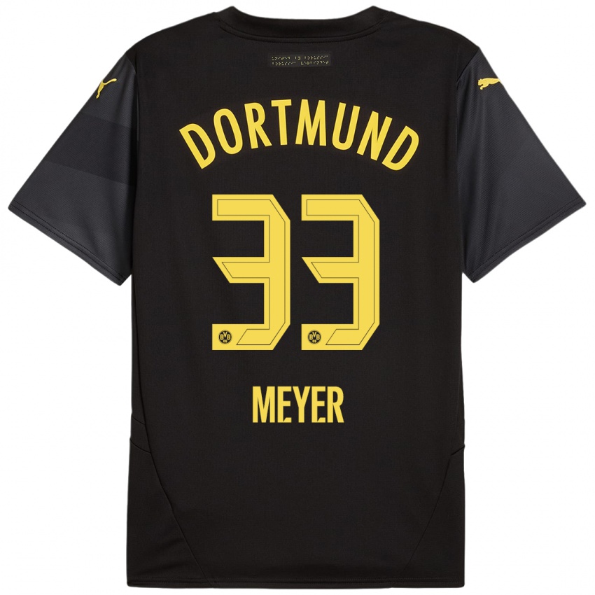 Niño Camiseta Alexander Meyer #33 Negro Amarillo 2ª Equipación 2024/25 La Camisa México