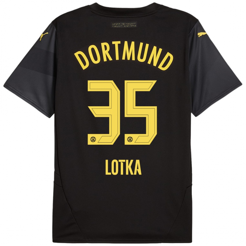 Niño Camiseta Marcel Lotka #35 Negro Amarillo 2ª Equipación 2024/25 La Camisa México