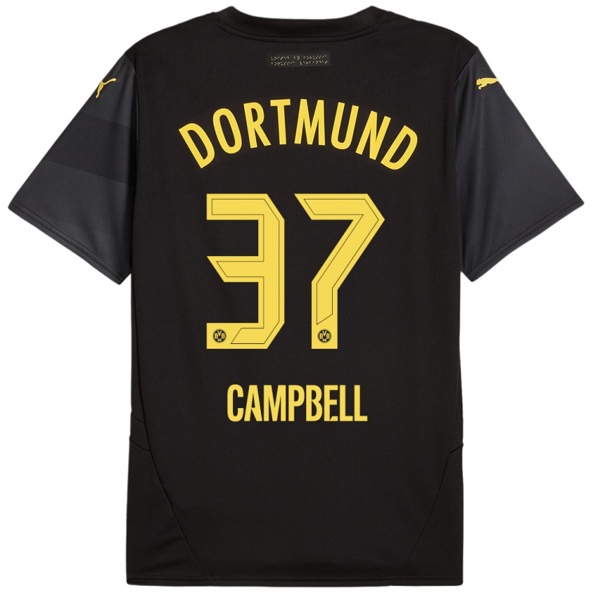 Niño Camiseta Cole Campbell #37 Negro Amarillo 2ª Equipación 2024/25 La Camisa México