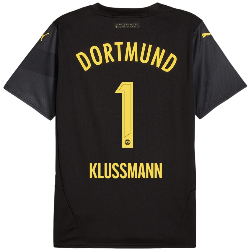 Niño Camiseta Leon Klußmann #1 Negro Amarillo 2ª Equipación 2024/25 La Camisa México