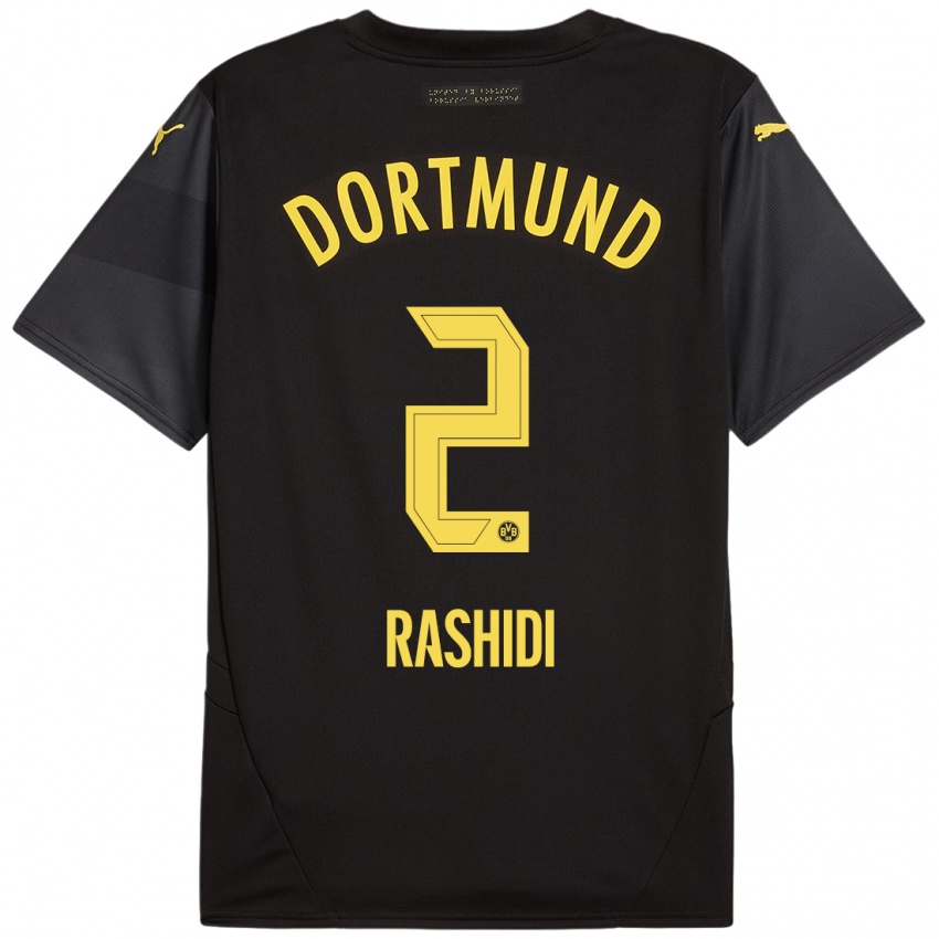 Niño Camiseta William Rashidi #2 Negro Amarillo 2ª Equipación 2024/25 La Camisa México