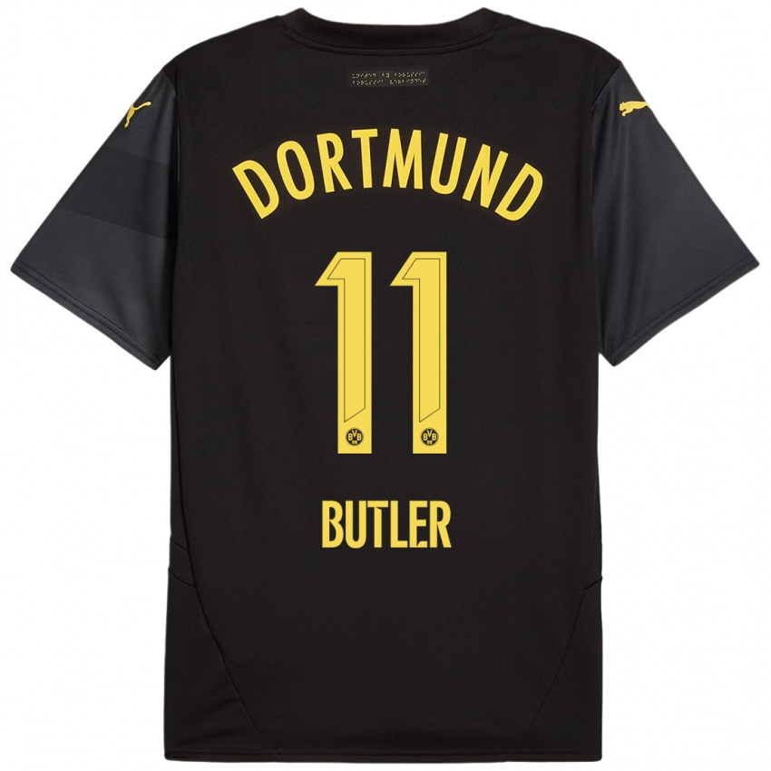 Niño Camiseta Justin Butler #11 Negro Amarillo 2ª Equipación 2024/25 La Camisa México