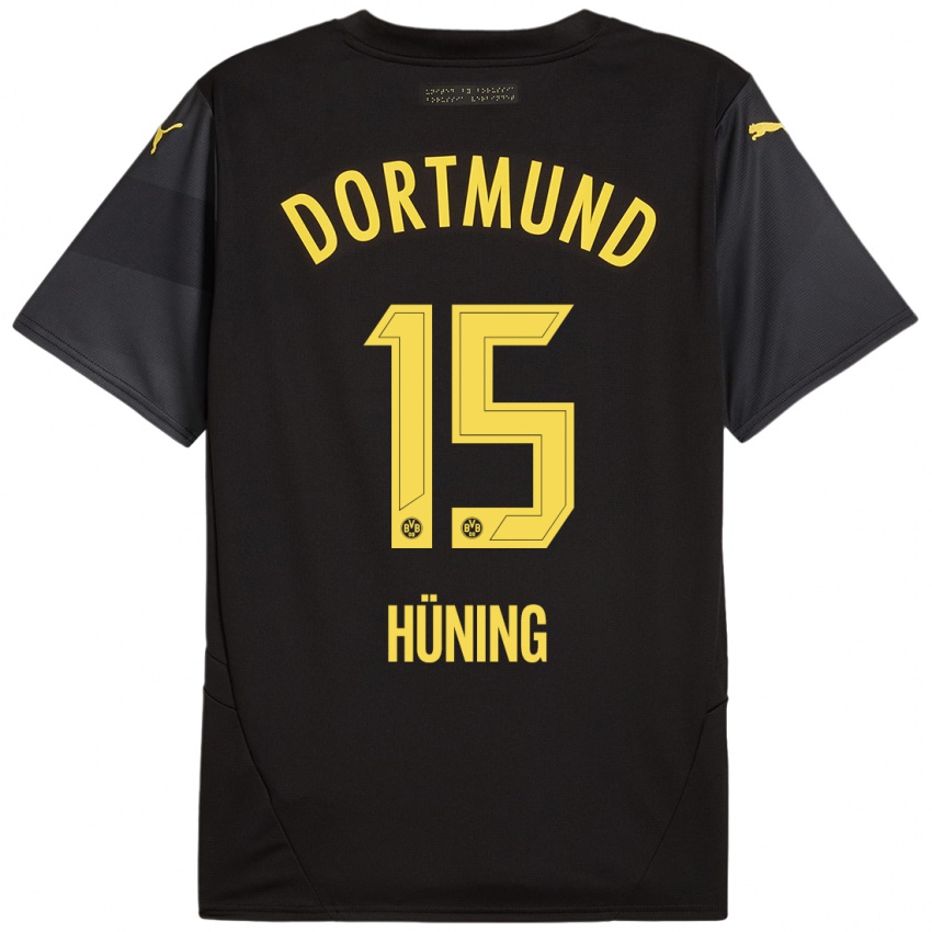 Niño Camiseta Ben Hüning #15 Negro Amarillo 2ª Equipación 2024/25 La Camisa México