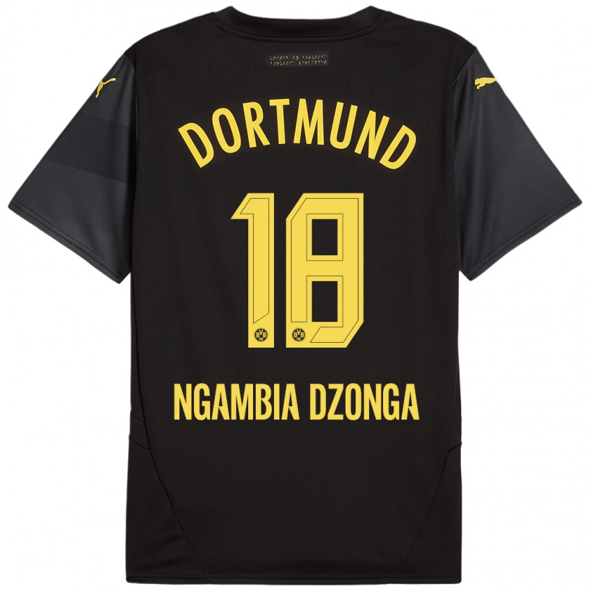 Niño Camiseta Diego Ngambia Dzonga #18 Negro Amarillo 2ª Equipación 2024/25 La Camisa México