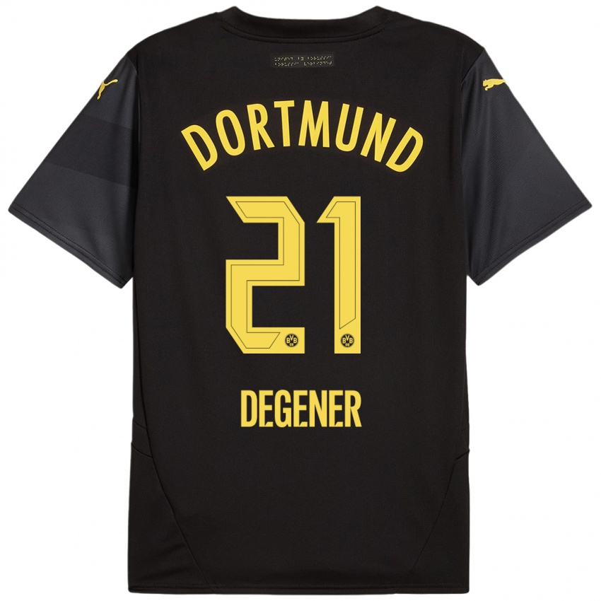 Niño Camiseta Tim Degener #21 Negro Amarillo 2ª Equipación 2024/25 La Camisa México