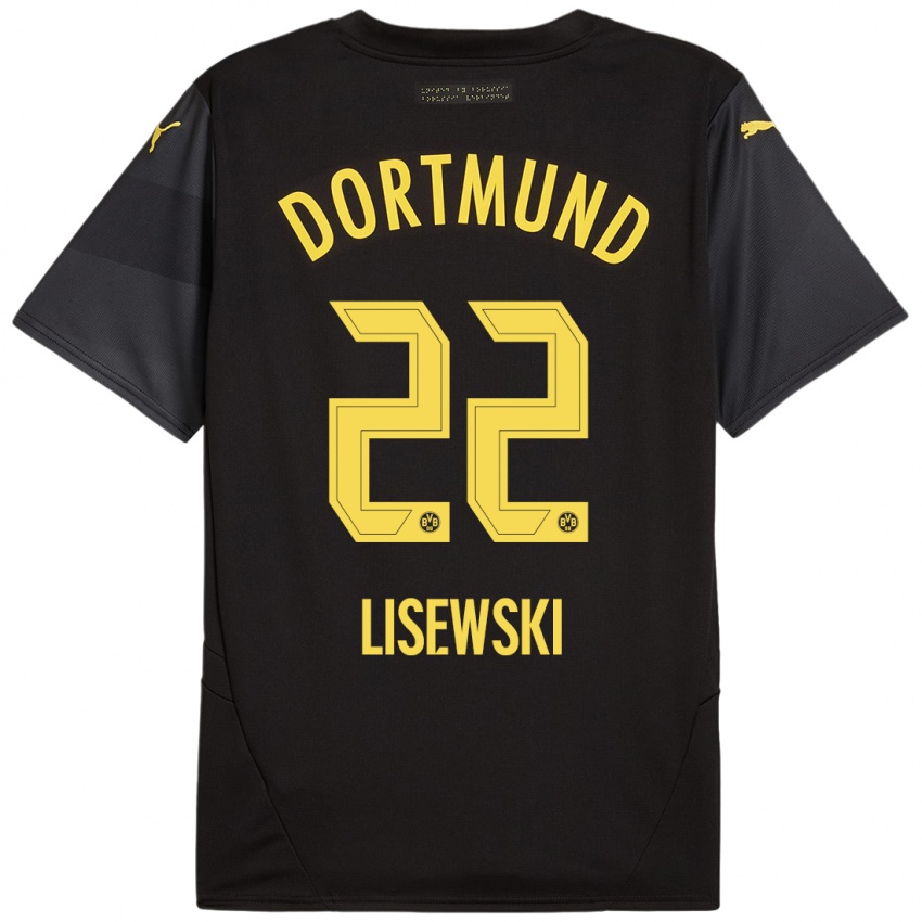 Niño Camiseta Robin Lisewski #22 Negro Amarillo 2ª Equipación 2024/25 La Camisa México