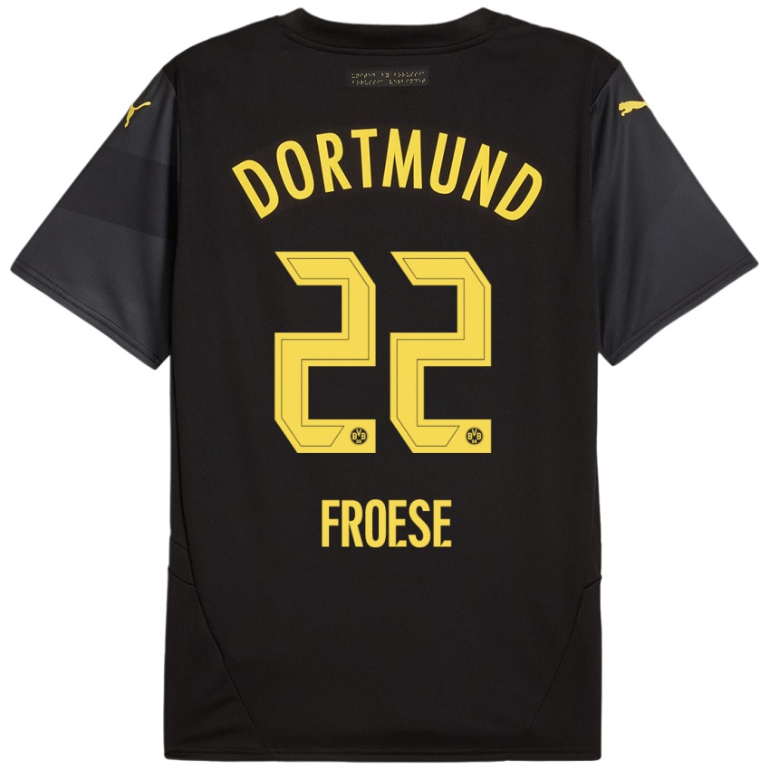 Niño Camiseta Julien Froese #22 Negro Amarillo 2ª Equipación 2024/25 La Camisa México