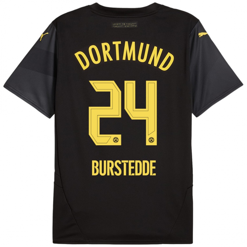 Niño Camiseta Joshua Burstedde #24 Negro Amarillo 2ª Equipación 2024/25 La Camisa México