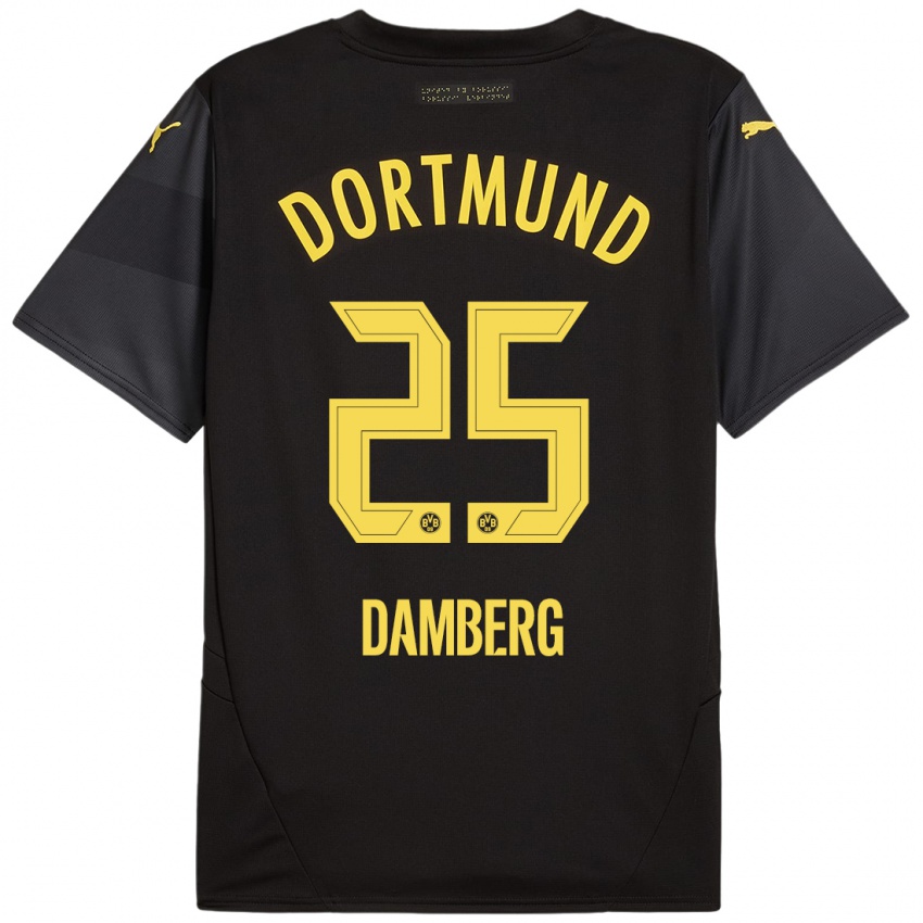 Niño Camiseta Niclas Damberg #25 Negro Amarillo 2ª Equipación 2024/25 La Camisa México