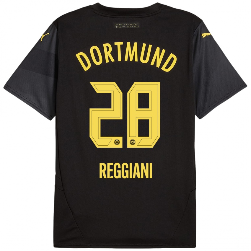 Niño Camiseta Luca Reggiani #28 Negro Amarillo 2ª Equipación 2024/25 La Camisa México