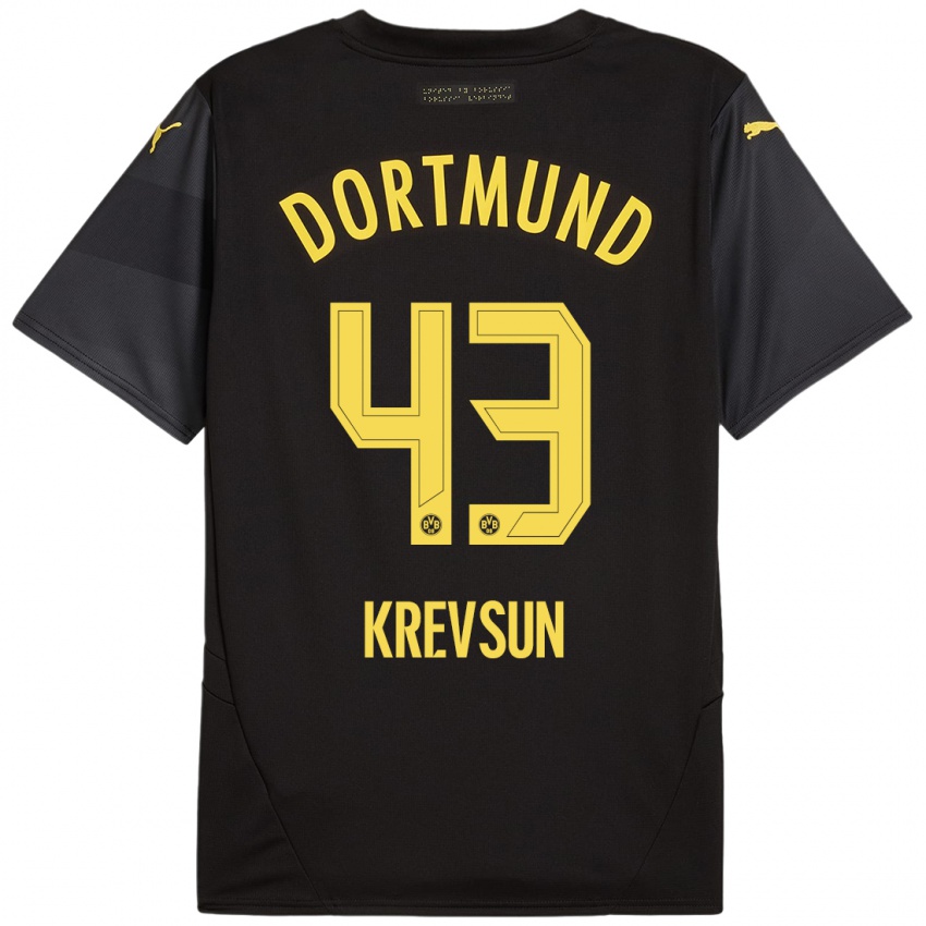 Niño Camiseta Danylo Krevsun #43 Negro Amarillo 2ª Equipación 2024/25 La Camisa México