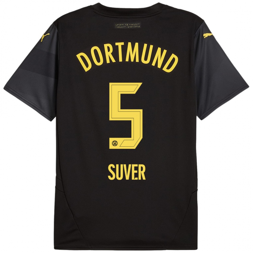 Niño Camiseta Mario Suver #5 Negro Amarillo 2ª Equipación 2024/25 La Camisa México