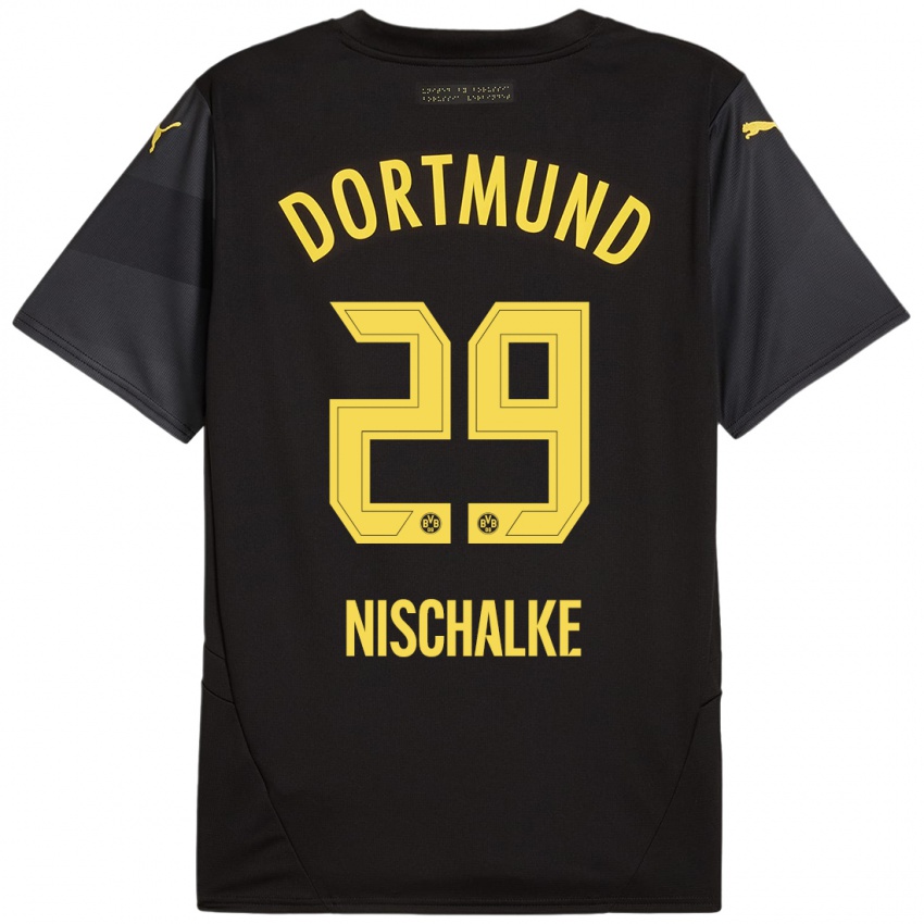 Niño Camiseta Jermain Nischalke #29 Negro Amarillo 2ª Equipación 2024/25 La Camisa México