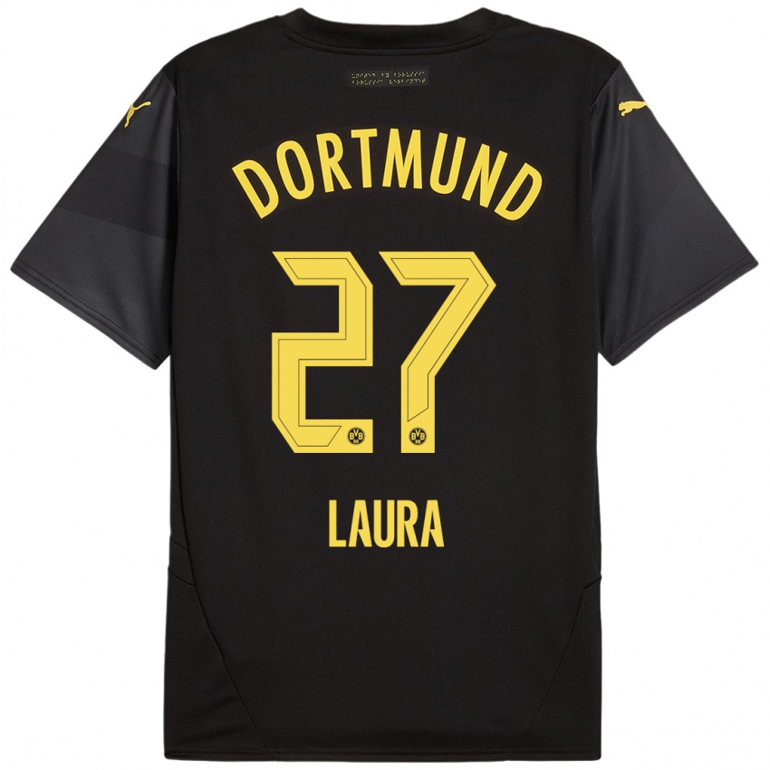 Niño Camiseta Van Der Heijden Laura #27 Negro Amarillo 2ª Equipación 2024/25 La Camisa México