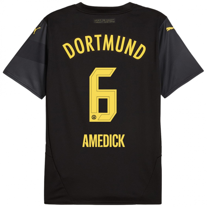 Niño Camiseta Maik Amedick #6 Negro Amarillo 2ª Equipación 2024/25 La Camisa México