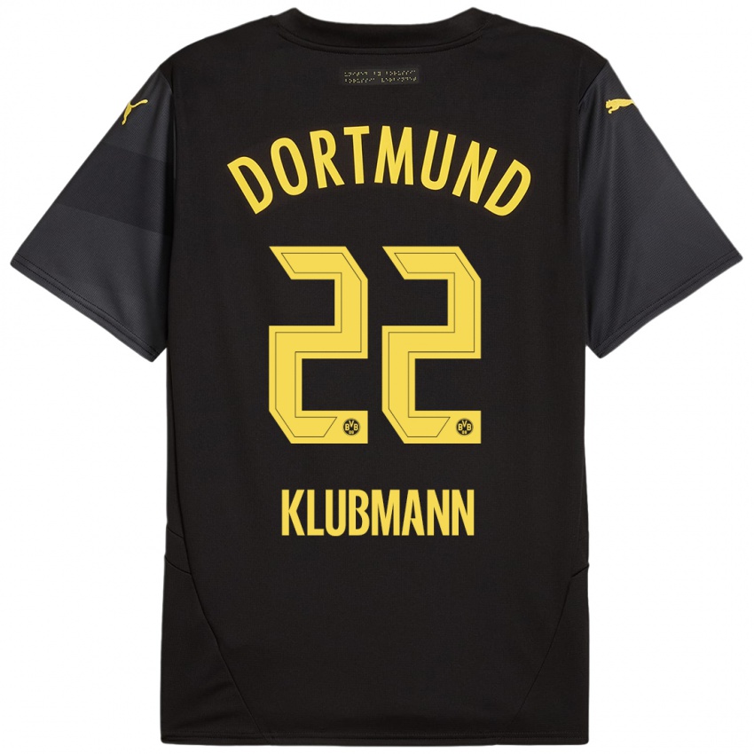 Niño Camiseta Leon Klubmann #22 Negro Amarillo 2ª Equipación 2024/25 La Camisa México