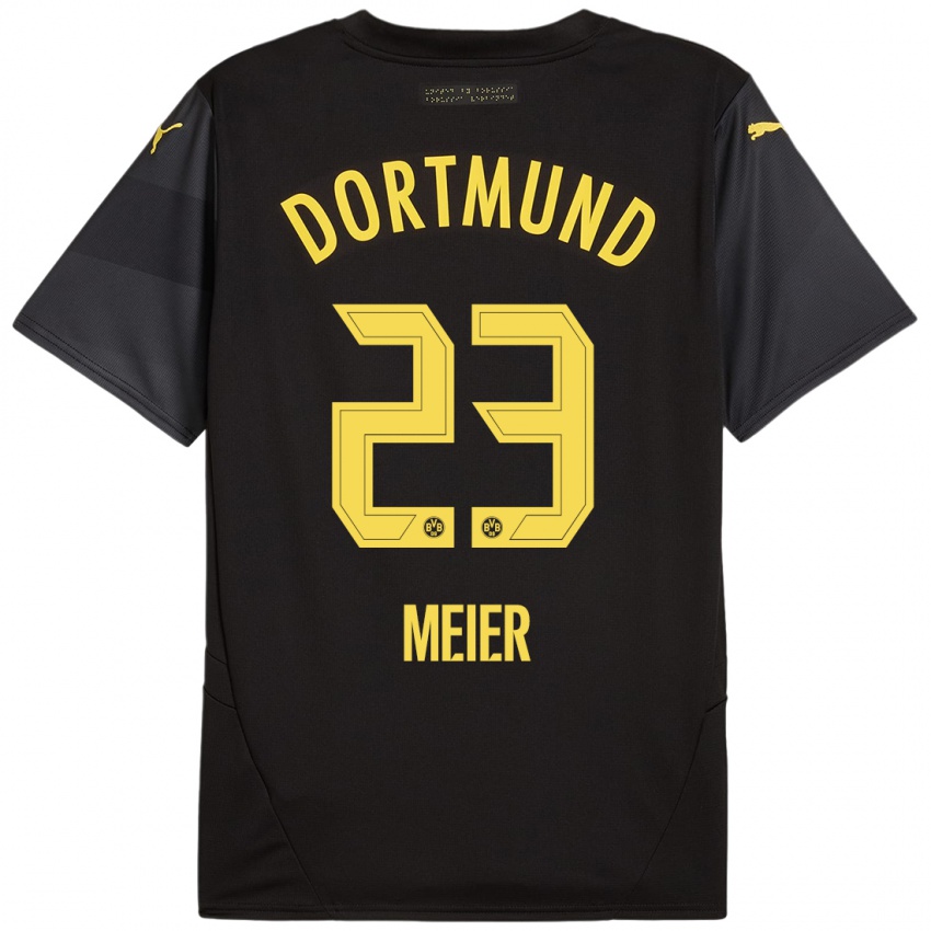 Niño Camiseta Maximilian Meier #23 Negro Amarillo 2ª Equipación 2024/25 La Camisa México