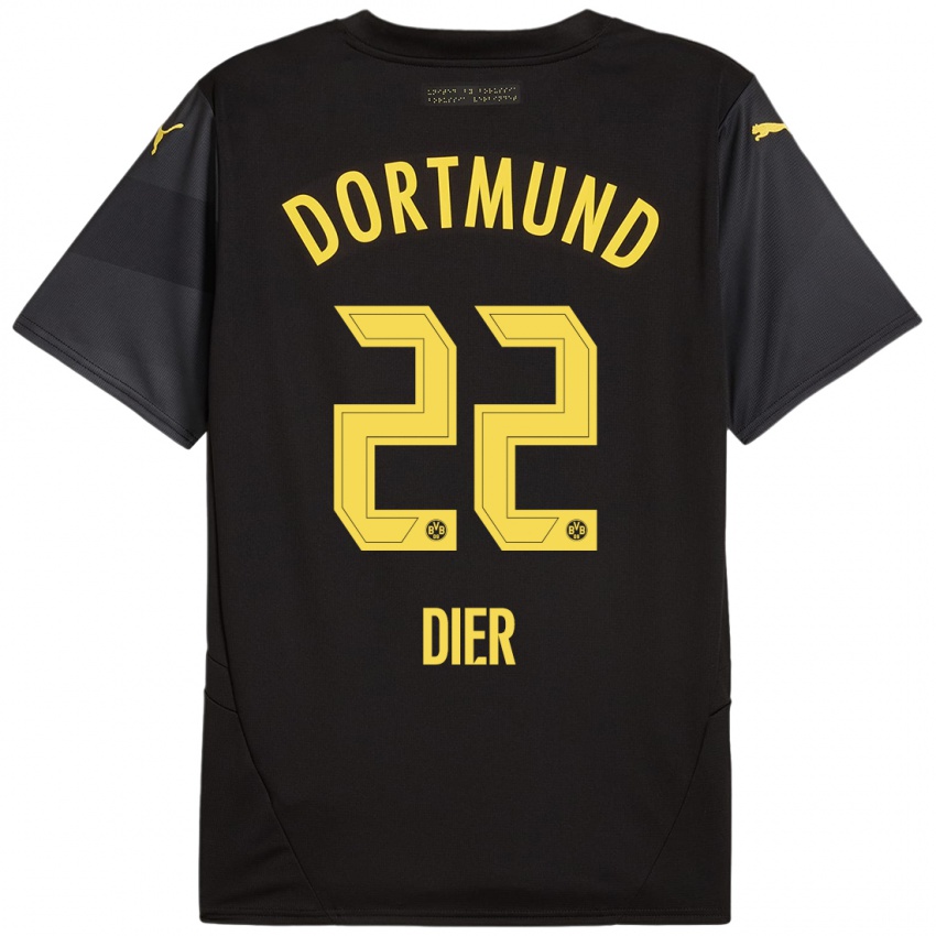 Niño Camiseta Henrik Dier #22 Negro Amarillo 2ª Equipación 2024/25 La Camisa México